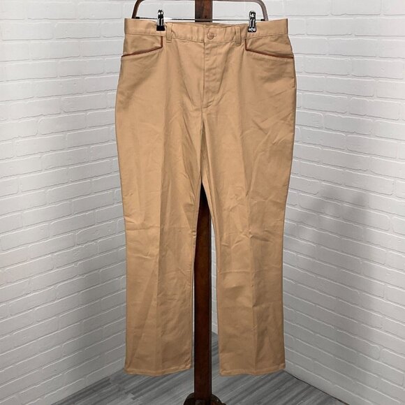 Lauren Ralph Lauren Pants Womens 14 Tan Stretch Trim Preppy Equestrian NWT - Picture 1 of 12